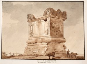Graven af C.V. Marianus, også kendt som Neros grav. Via Cassia, 1833 (ætsning med brun vask)